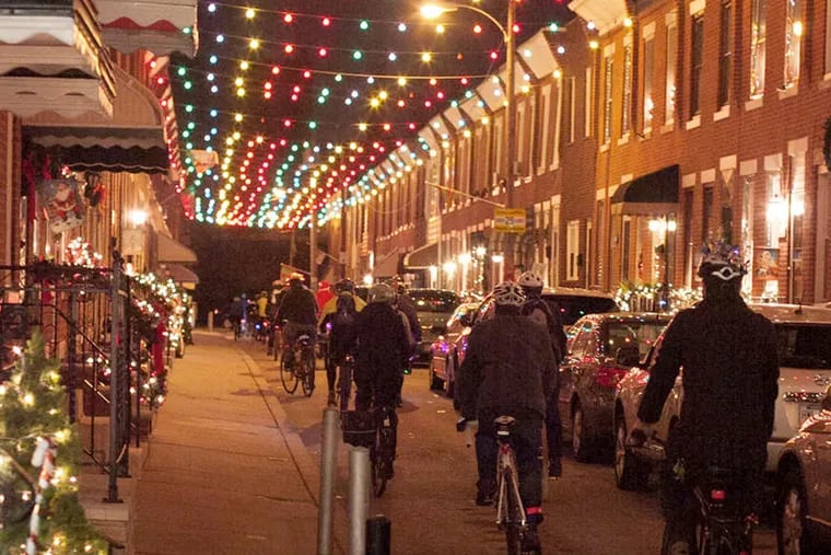Holiday lights and atmosphere from last year's Holiday Lights Ride.