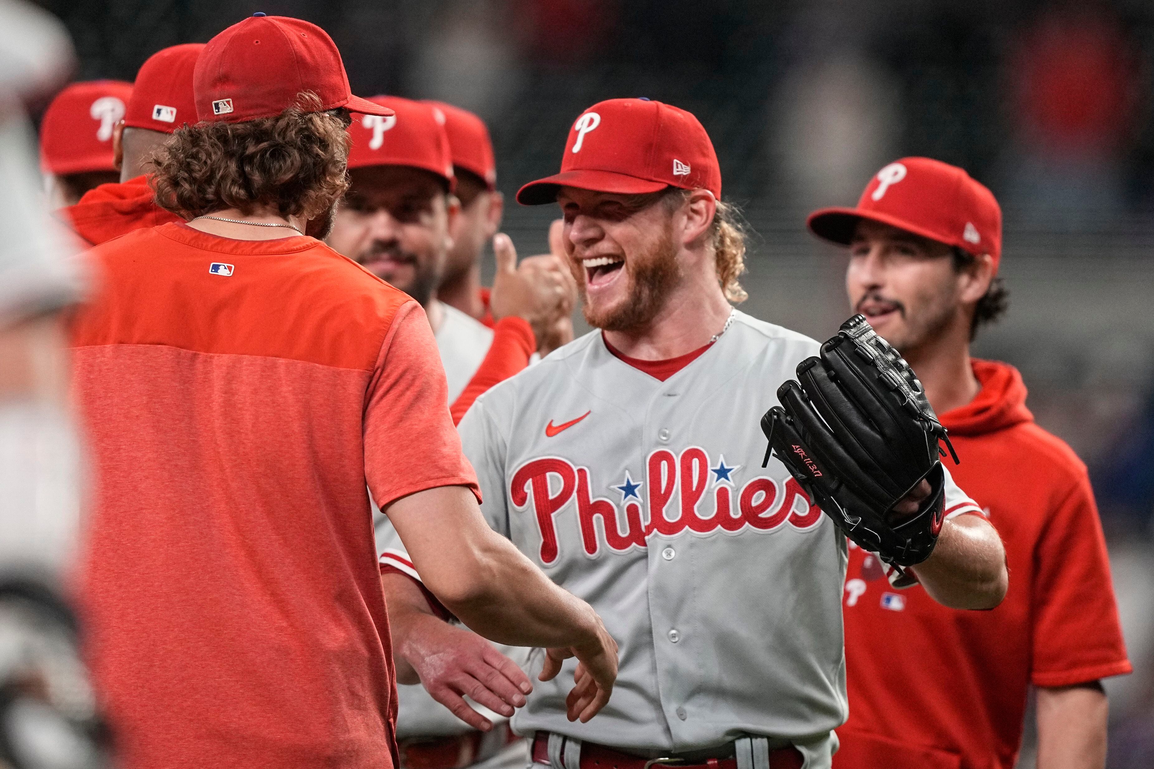 J.T. Realmuto of the Philadelphia Phillies celebrates with Craig