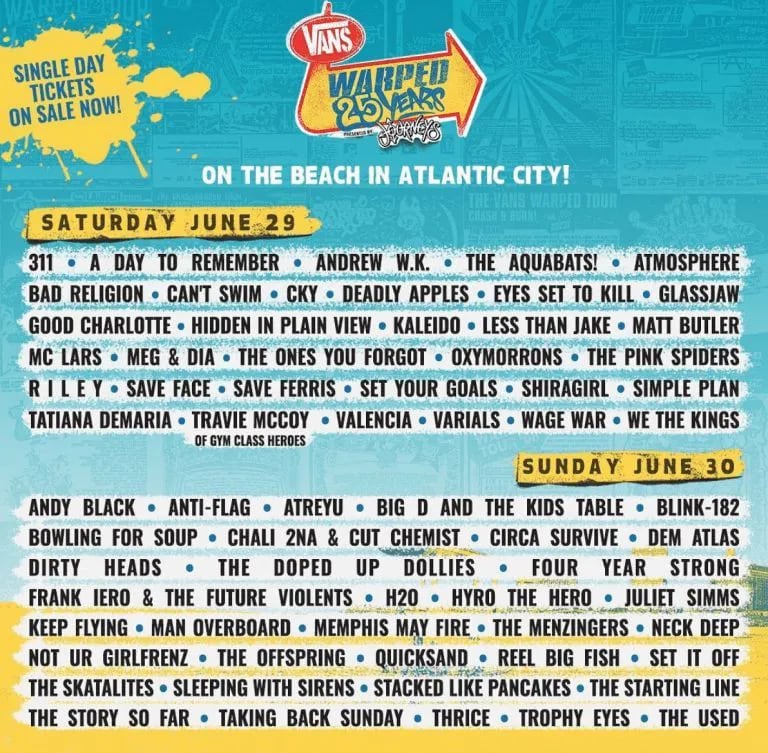 Nebu Positivo código postal Warped Tour is throwing a giant beach party in Atlantic City this weekend.  Here's what you need to know.