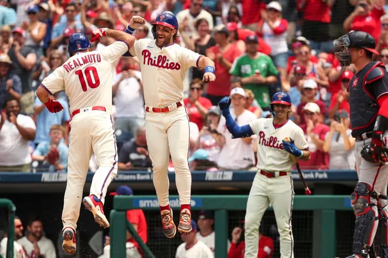 J.T. Realmuto, Bryce Harper and the Phillies are 48-41 as they resume play Friday against the Padres following the All-Star break.