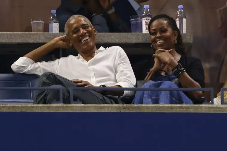 Former President Barack Obama and former first lady Michelle Obama, seen here at the 2023 U.S. Open tennis championships, will headline the Democratic National Convention Tuesday night.