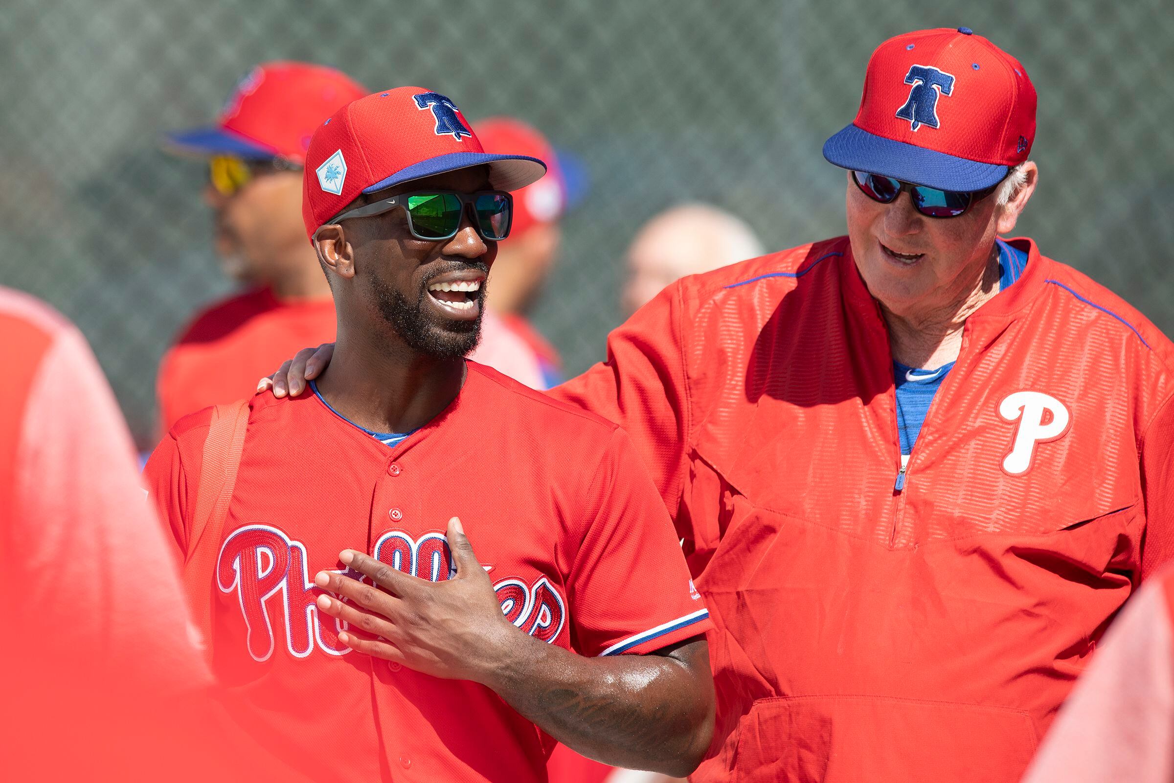 Philadelphia Phillies manager Charlie Manuel smiles during batting