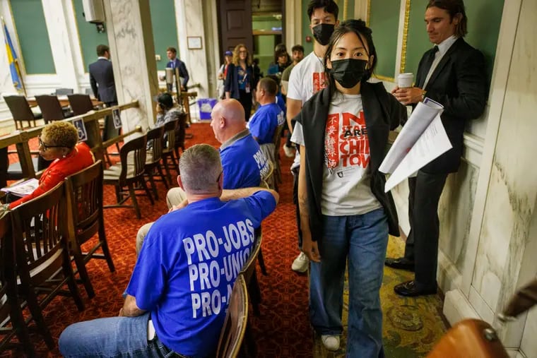 Construction union members who support the 76ers' arena proposal and Chinatown advocates who say it could displace the neighborhood on Thursday attended City Council's first meeting of its fall session.