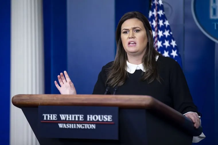 Sarah Sanders, White House press secretary, speaks during a press briefing in Washington, D.C., on Dec. 18, 2018, the last such briefing to date.