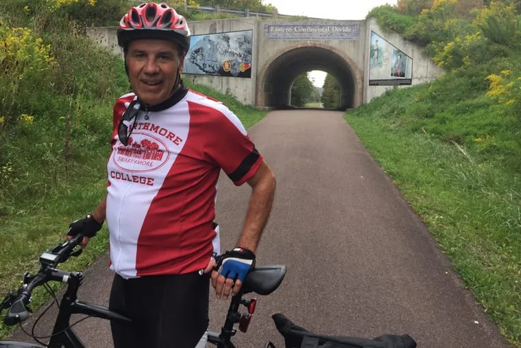 Matt Zencey on the Great Allegheny Passage trail,  a 150-mile stretch from Cumberland, Md., north to Pittsburgh.