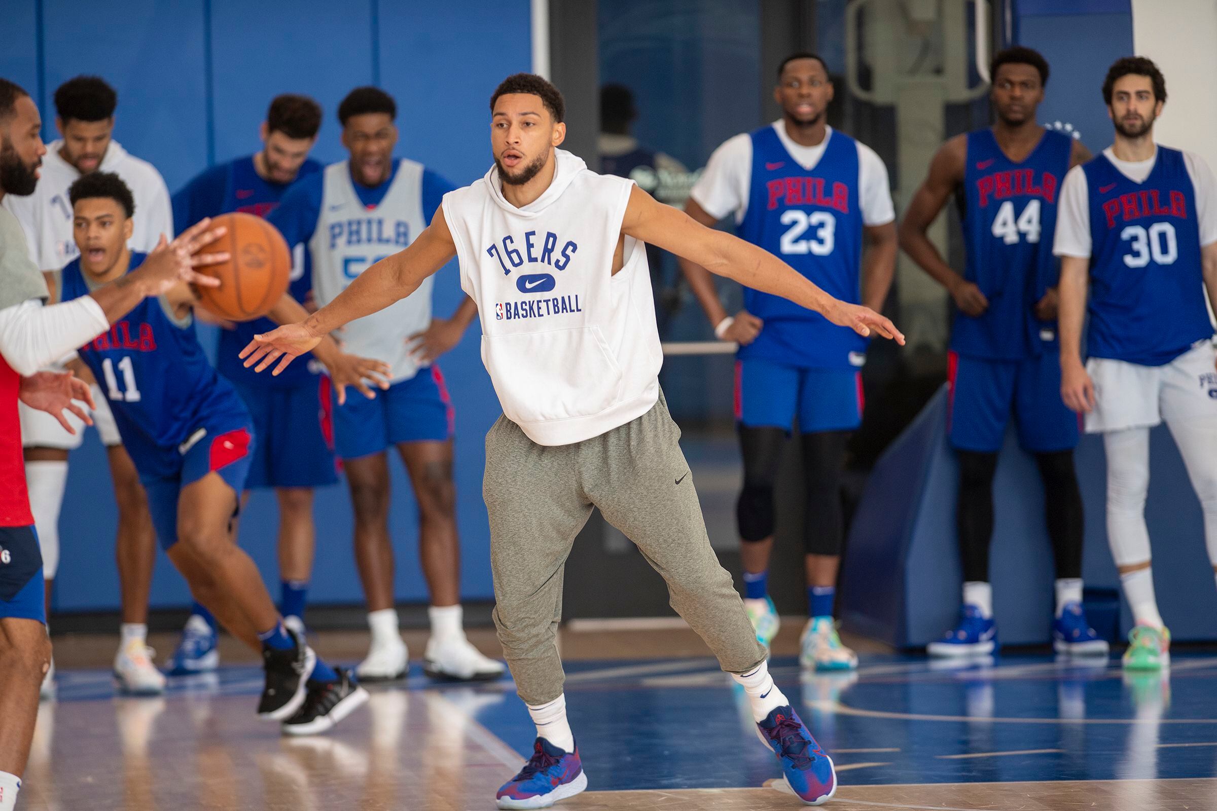 Lot Detail - 2019 Ben Simmons Game Worn Philadelphia 76ers White Stars  Jersey - Worn January 5, 2019 Vs. Dallas Mavericks - Triple-Double Win!  (Fanatics)