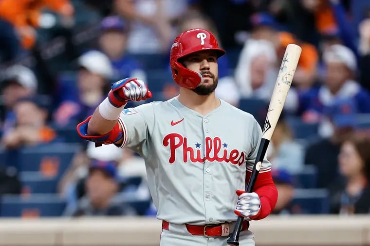 The Phillies' Kyle Schwarber hit a major-league record 15 leadoff home runs this season.