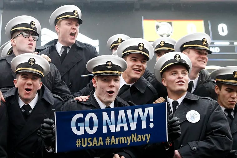 The 121st edition of the annual Army-Navy game will be played Saturday at Lincoln Financial Field. It will be the 90th time that Philadelphia has hosted the rivalry matchup between service academies. (Photo by Elsa/Getty Images)