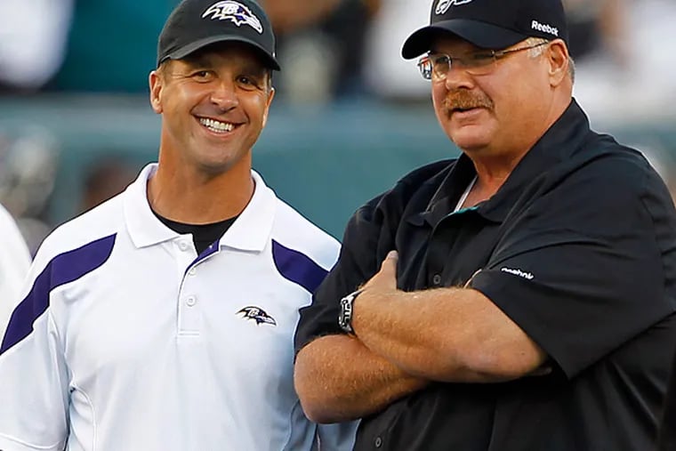 Harbaugh draws from Eagles' Super Bowl experience under Andy Reid